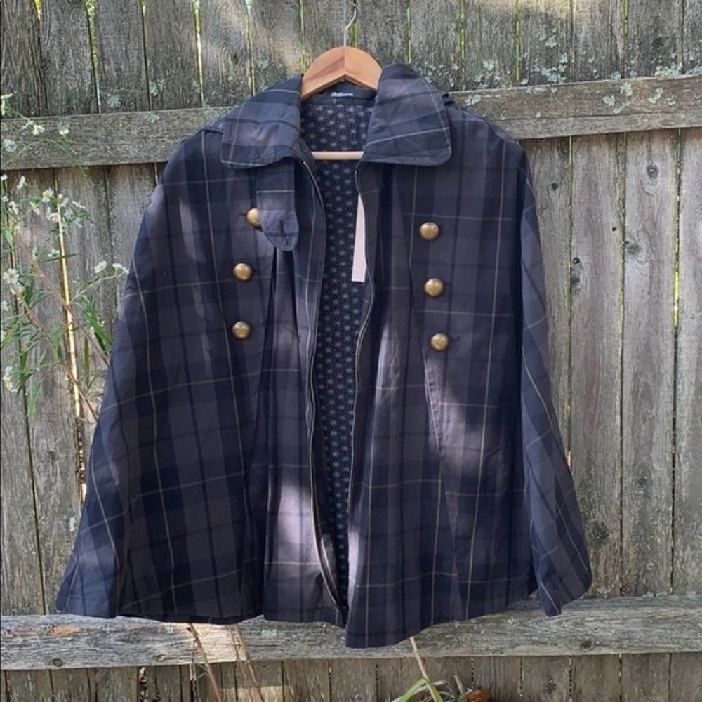 Dear Creatures plaid cape with hood